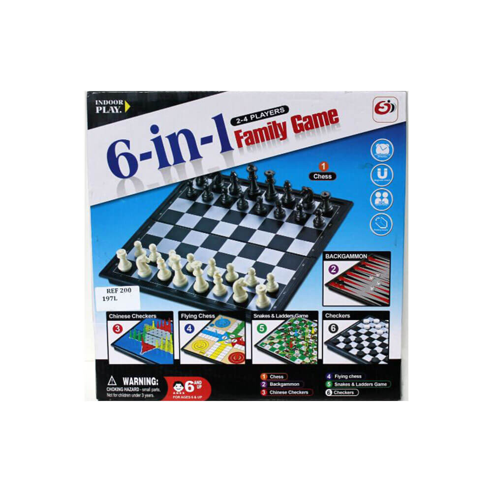 Indoor Play Multiple Travel 6-In-1 Magnetic Board Game