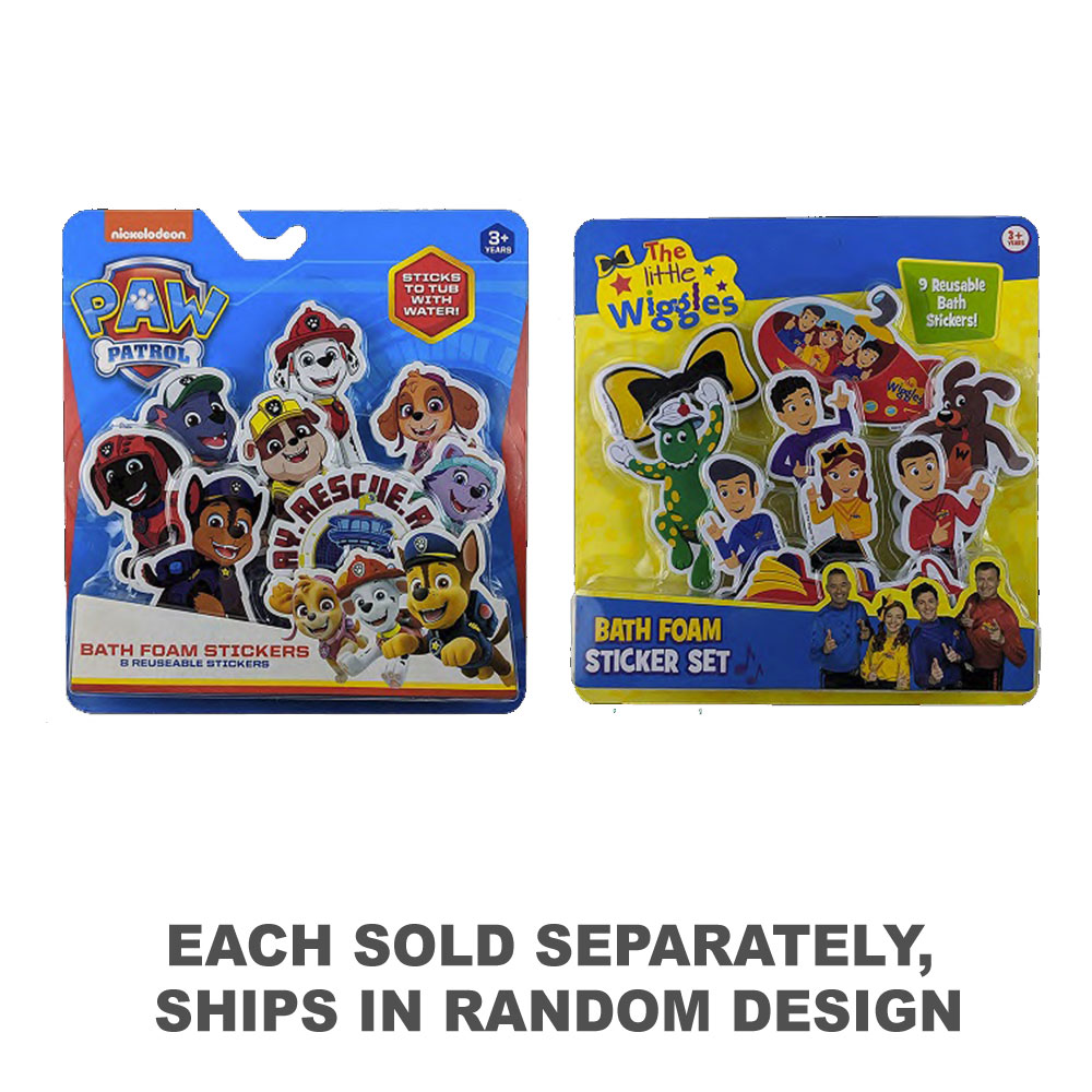 Paw Patrol or Wiggles Reusable Bath Foam Stickers 8pcs