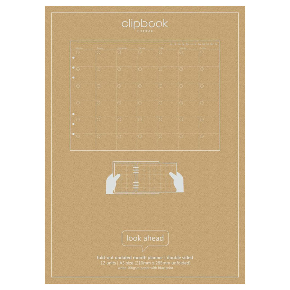 Filofax A5 Month Planner Clipbook Refill