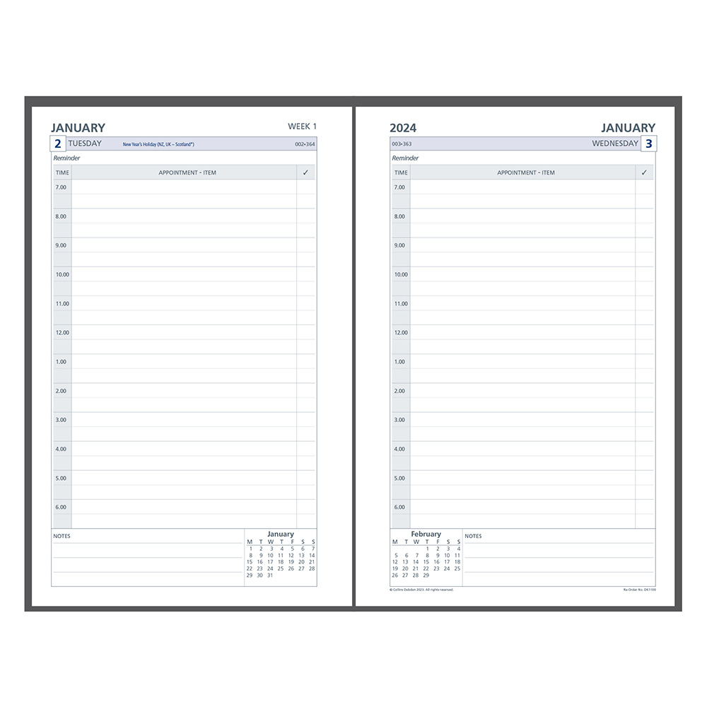 Collins Debden 7 Ring 2024 Calendar Dayplanner Refill