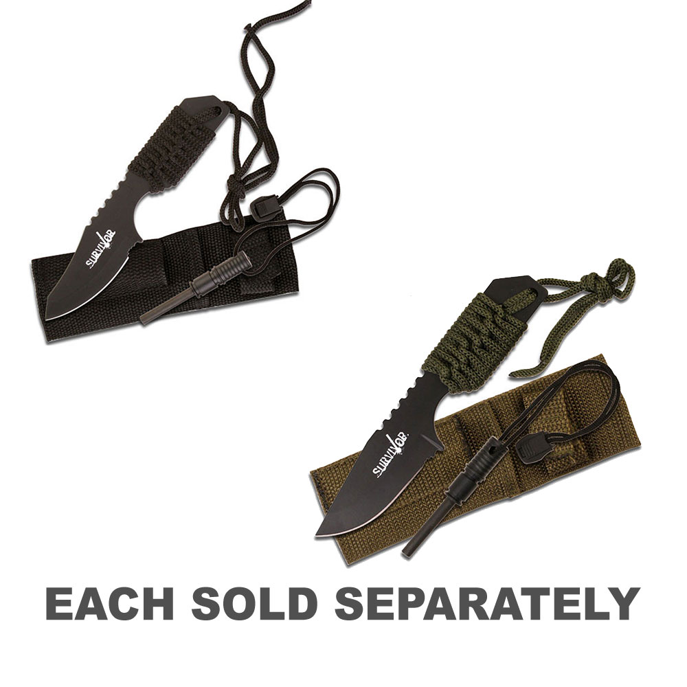 Survivor Paracord Wrapped Knife with Fire Starter