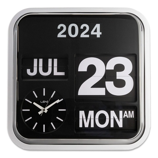 [BI1MNRT01] Leni Bankers Clock with Calendar (43x43cm) (Black)