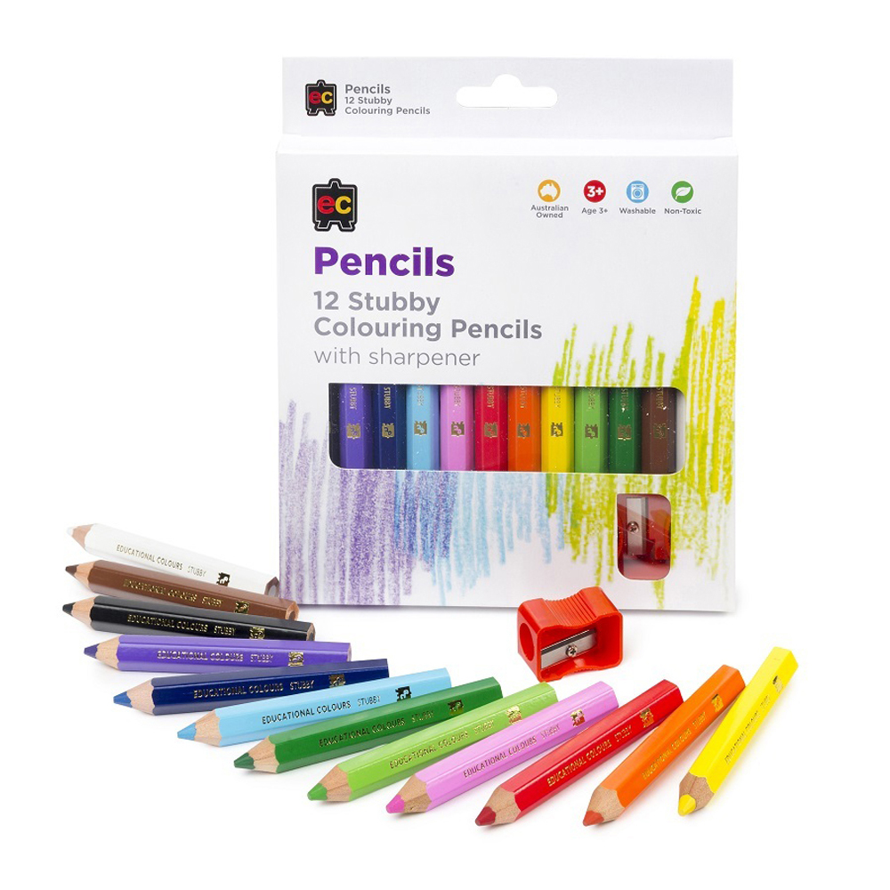 Jumbo Stubby Washable Colouring Pencils 12pk