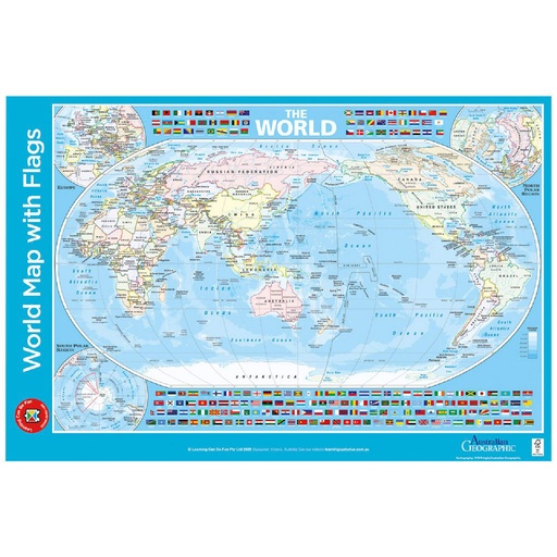 [EV1YKSD01] World Map with Flags Poster