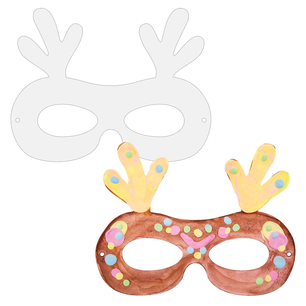 Cardboard Reindeer Face Card Mask 20pk