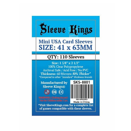 [VR1HHNB01] Board Game Sleeves 41mm x 63mm Mini USA (110 Per Pack)