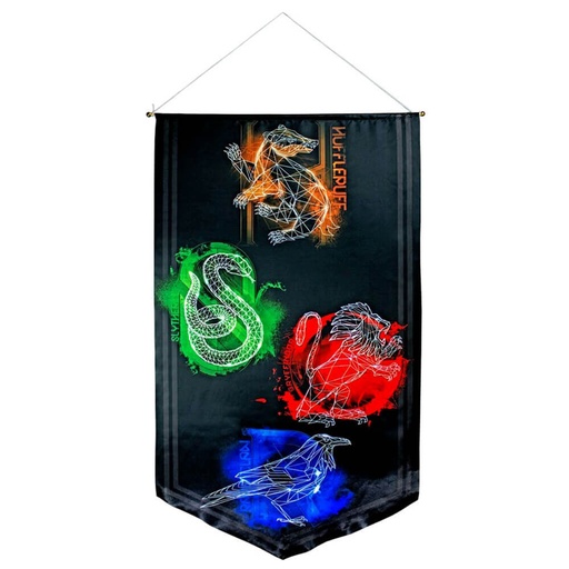 [IC3LFPL01] Harry Potter House Crests Satin Banner