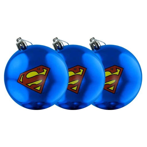 [IC1PKDZ01] Superman Logo Christmas Bauble Ornament 3 Pk