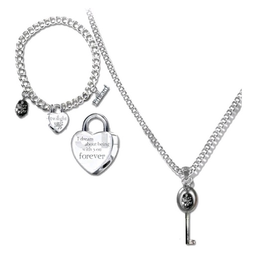 [IC1YEZF01] Twilight Jewellery Heart & Key Necklace/Bracelet