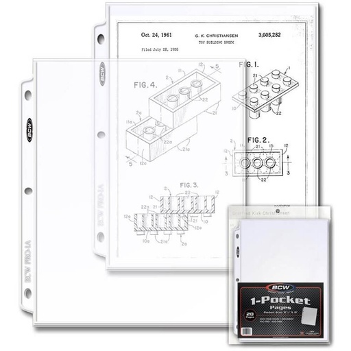 [VR2JPKX01] BCW 1 Pocket Protective Pages (20's/8" 1/2 x 11")