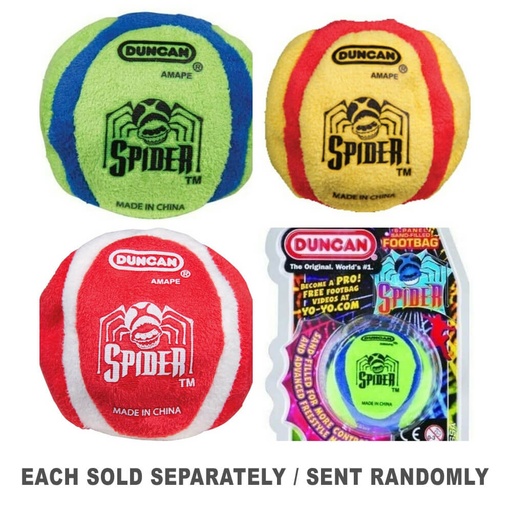 [VR2MMCO01] Duncan Footbag Spider 6 Panel Sand Filled (Assorted Colours)