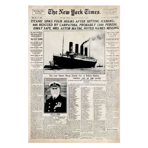 [IM1JHGF01] Titanic New York Times Poster (61x91cm)