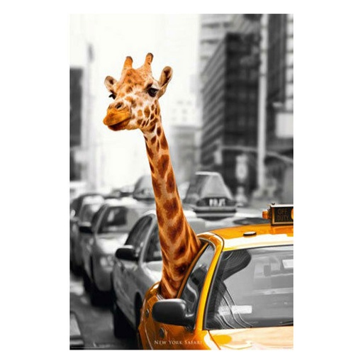 [IM1LQUK01] Giraffe NYC Taxi Cab Poster