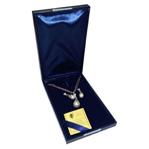 [BS1LXNX01] Sparkling Necklace & Earrings with Pearl & Swarovski