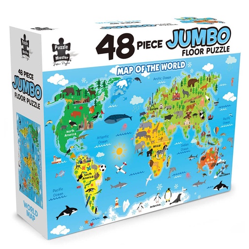 [BS1GQUD01] Jumbo Floor Puzzle World Map 48pcs