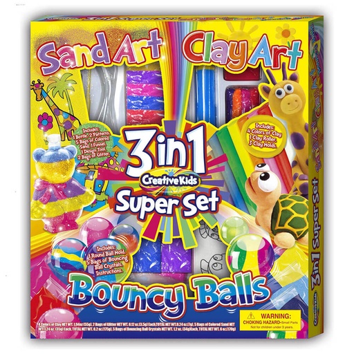 [BS1HPXY01] Creative Kids 3-in-1 Super Set Sand Clay Art Bouncy Balls