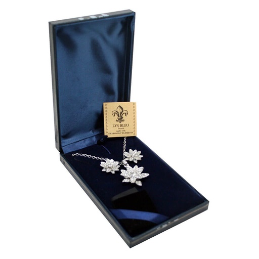 [BS1HADL01] Lys Bleu Crystal Fleur Pendant & Earrings Set with Swarovski