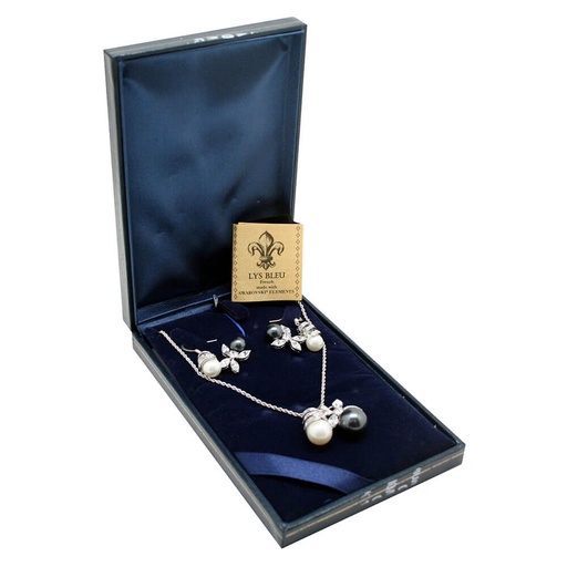 [BS1MNUW01] Lys Bleu French Necklace & Earrings Set with Swarovski