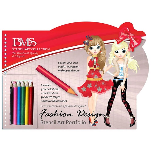 [BS1RPDQ01] Fashion Design Folio with Pencils & Adhesive Appliques