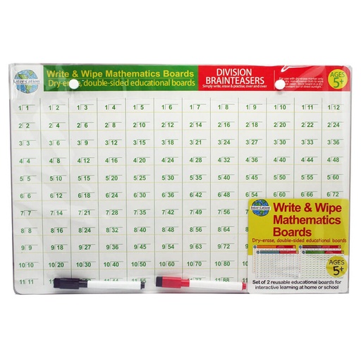 [BS1KFLB01] Write & Wipe Mathematics Boards Set of 2