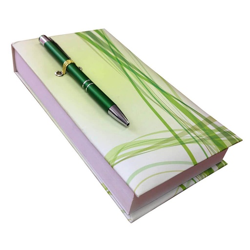 [BS1FDBI01] Lines In Green Notepad with Pen