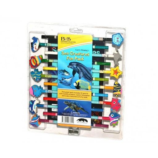 [BS1LONO01] 12 Pencils with Book And Sharpener (Sea Life)