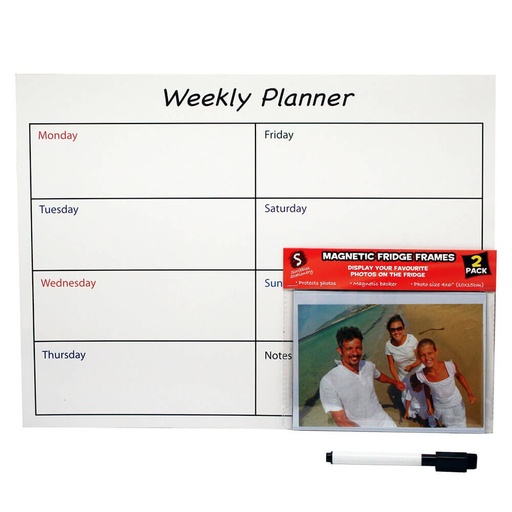 [BS1IVOQ01] Magnetic Weekly Planner with 2 Magnetic Photo Frames