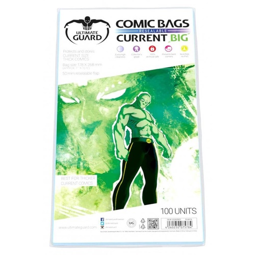 [LP1NXYF01] Ultimate Guard Comic Bags BIG Resealable Current Size 100pk