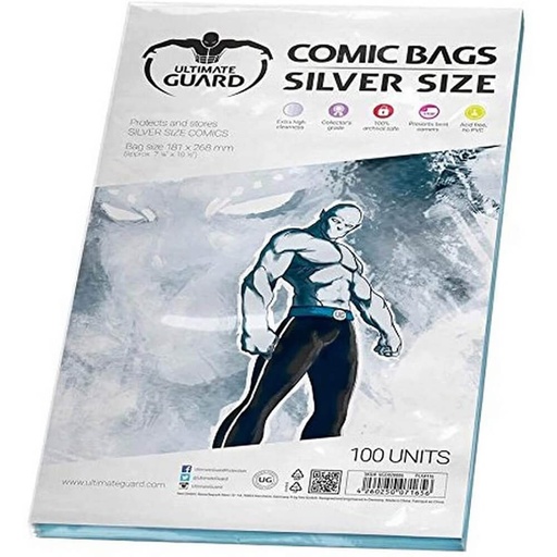[LP1UCHO01] Ultimate Guard Comic Bags Silver Size 100pk