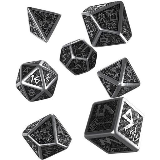 [LP1ENUL01] Q Workshop Dwarven Metal & Black Dice Set of 7