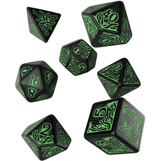 [LP1NRDR01] Q Workshop COC 7th Edition Black & Green Dice Set of 7