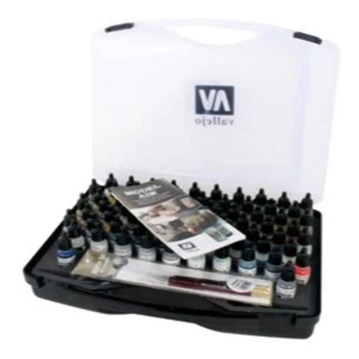 [LP1JGBE01] Vallejo Model Air 72 Basic Colours & Brushes Plastic Case