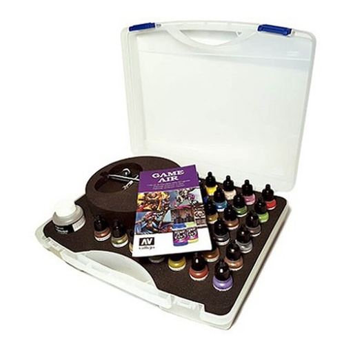 [LP1DXXV01] Vallejo Basic Game Air 28 Colours Set & Airbrush with Case