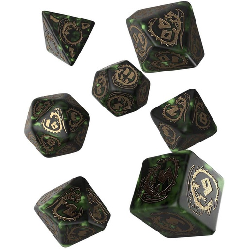 [LP1OVXZ01] Q Workshop Dragon Bottle Green & Gold Dice Set of 7