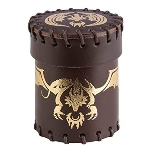 [LP1TQNP01] Q Workshop Dragon Brown & Golden Flying Leather Dice Cup
