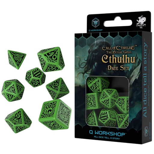 [LP1CUST01] Q Workshop Call of Cthulhu Outer Gods Cthulhu Dice Set of 7