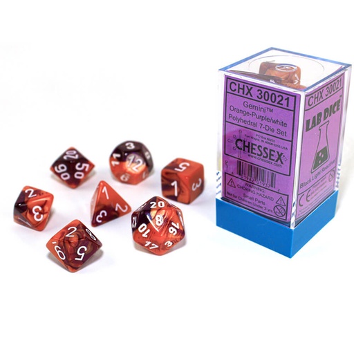 [LP1CHOU01] CHX 30021 Gemini Orange-Purple/White 7-Die Set