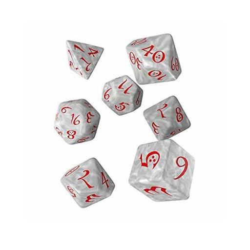 [LP1MZKX01] Q Workshop Classic RPG Dice Pearl & Red Set of 7