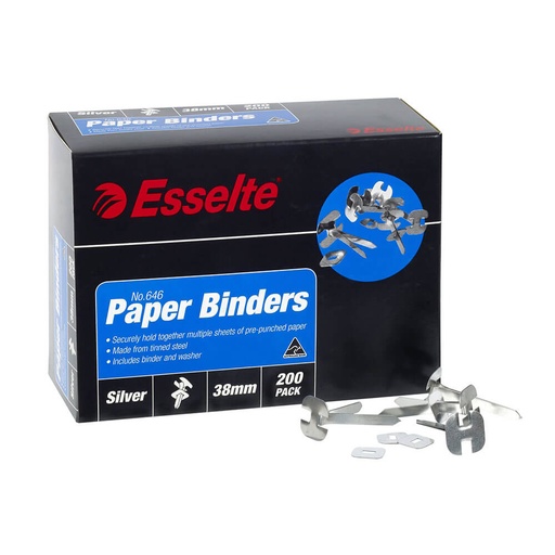 [WS1WGQC01] Esselte Paper Binders 38mm (200pk)