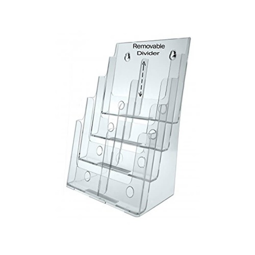 [WS1VCQS01] Deflecto 4 Pocket 4 Tier Clear Brochure Holder A4