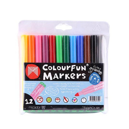 [WS1FRRW01] Micador Colourfun Marker Medium Point Assorted Wallet of 12