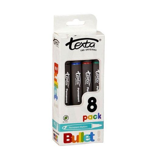 [WS1RGTM01] Texta Bullet Permanent Marker Assorted Colours (8pk)
