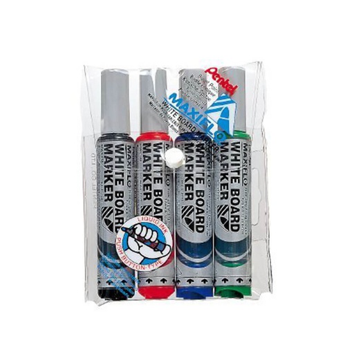 [WS1GKZP01] Maxiflo Whiteboard Pentel Marker Assorted (Wallet of 4)