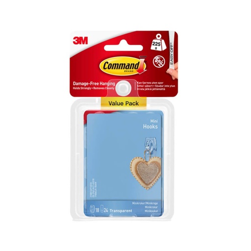 [WS1PTIN01] Command Clear Mini Adhesive Hooks