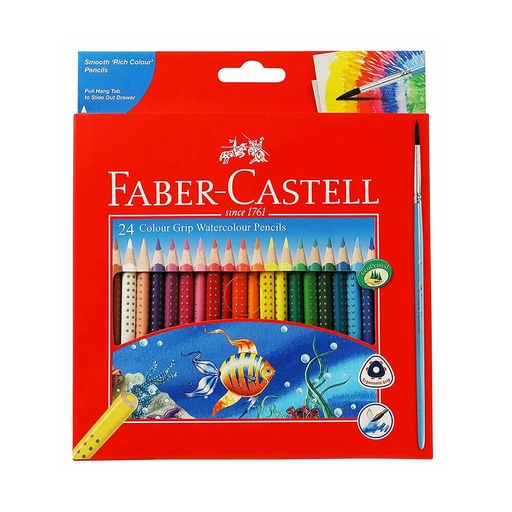[WS1WWCG01] Faber-Castell Grip Watercolour Pencils with Brush (24pk)