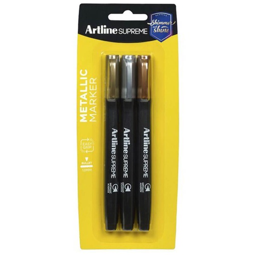 [WS1XLGU01] Artline Supreme Metallic Marker 1.0mm Assorted (3pk)