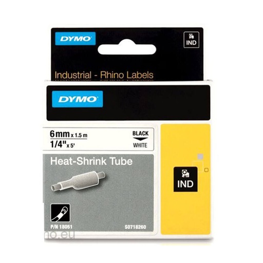 [WS1GPED01] Dymo Rhino Pro Heat Shrink Tape Label White (6mmx1.5m)
