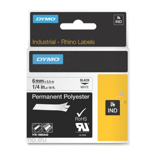 [WS1NXJQ01] Dymo Rhino Pro Permanent Polyester Tape Label (6mmx5.5m)