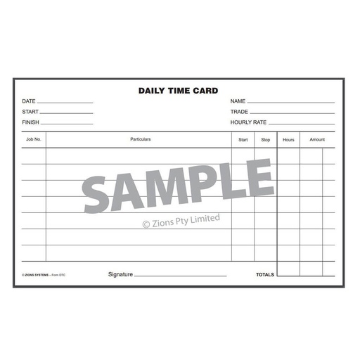 [WS1ULSF01] Zions Daily Time Cards (250pk)