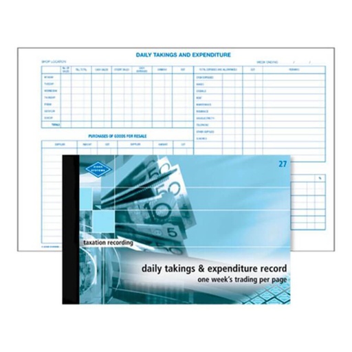 [WS1PVBT01] Zions Daily Takings & Expenditure Record
